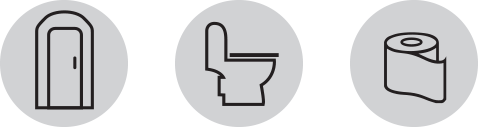 images of portapotty, toilet, and toilet paper